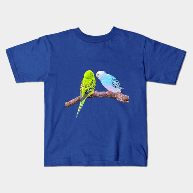 Cute budgie couple Kids T-Shirt by MarionsArt